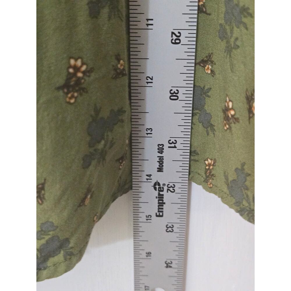 Sz M Green floral Smocked peasant 90's babydoll dress fairy cottagecore romance - Picture 8 of 9